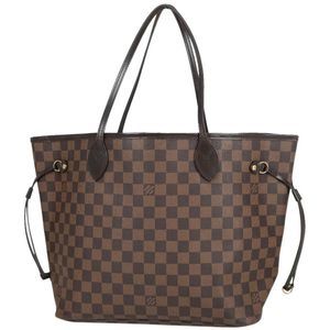 Louis Vuitton Neverfull MM Handbag Shopping Tote Bag Damier Brown